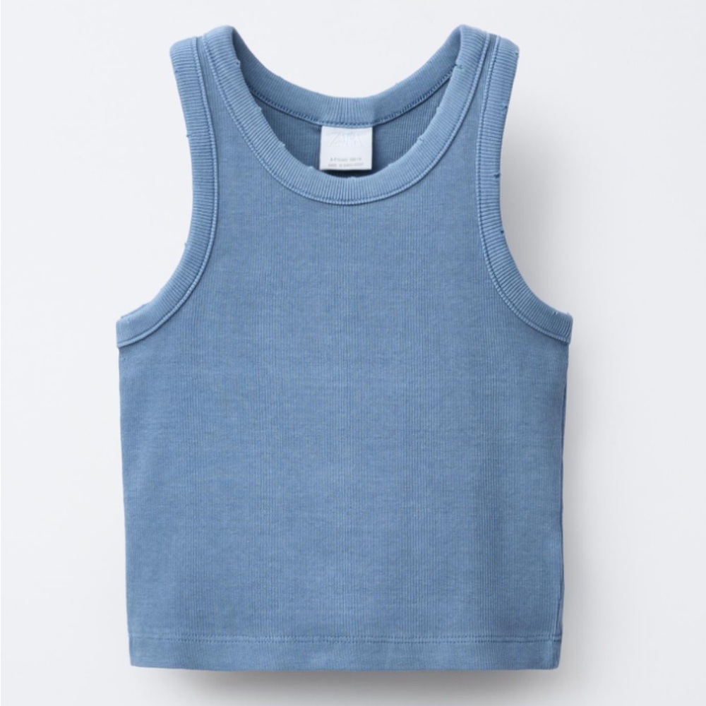 Zara Washed effect ribbed tank top with round neck